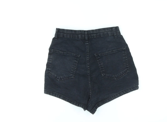 PRETTYLITTLETHING Womens Black Cotton Hot Pants Shorts Size 4 L3 in Regular Zip