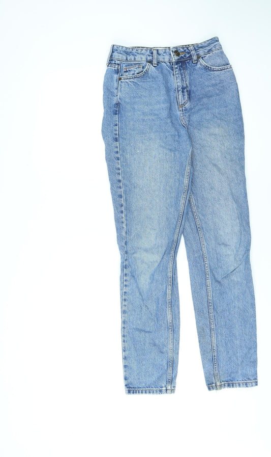 Additional front view of BDG women’s blue cotton straight jeans, size UK 24, in, 32-inch leg regular zip