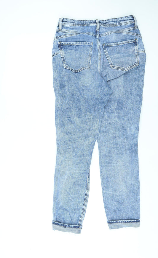 River Island Womens Blue Cotton Tapered Jeans Size 10 L27 in Regular Zip