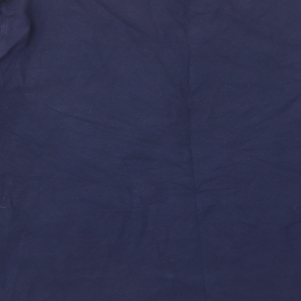 Avenue Womens Blue Cotton Basic T-Shirt Size M V-Neck - Buttons