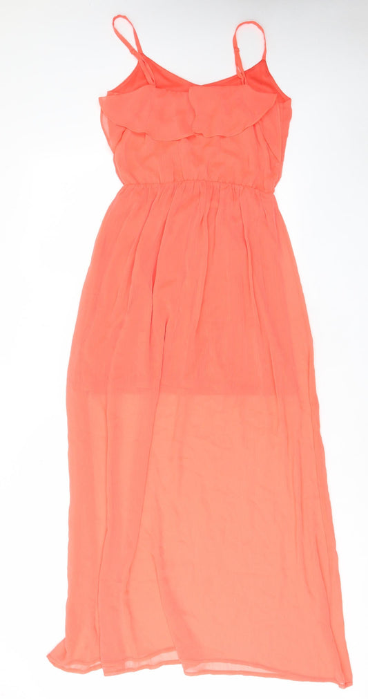 Pull&Bear Womens Pink Polyester A-Line Size L V-Neck Pullover - Pleated