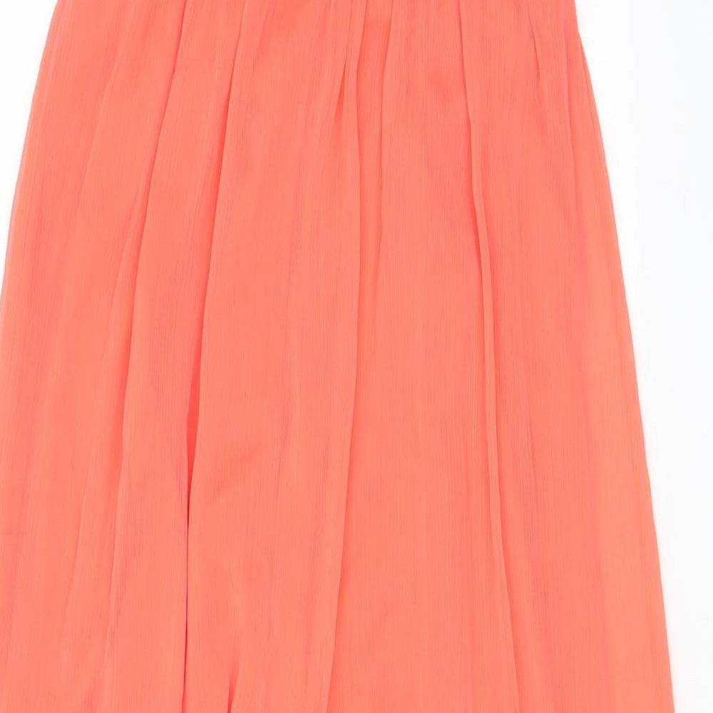 Pull&Bear Womens Pink Polyester A-Line Size L V-Neck Pullover - Pleated