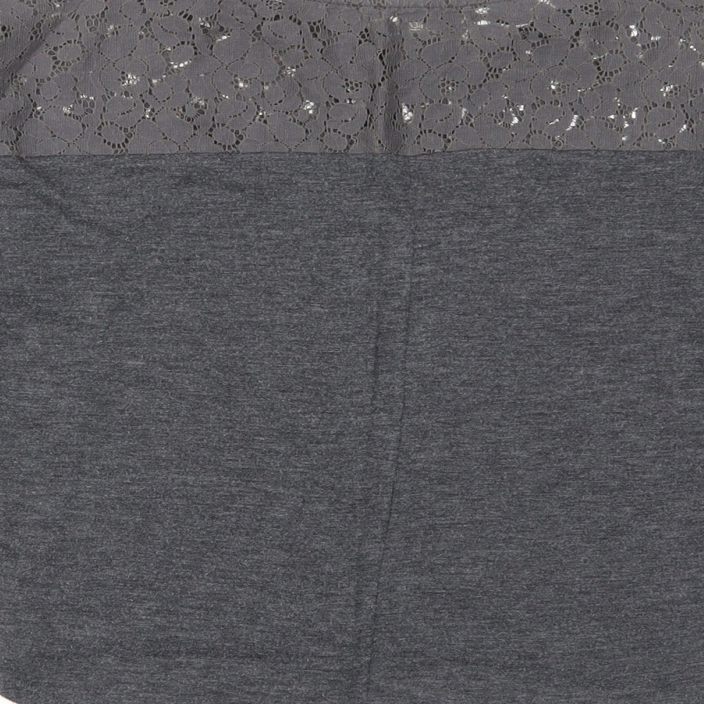 Womens UK Size S Pull&Bear Grey Basic T-Shirt