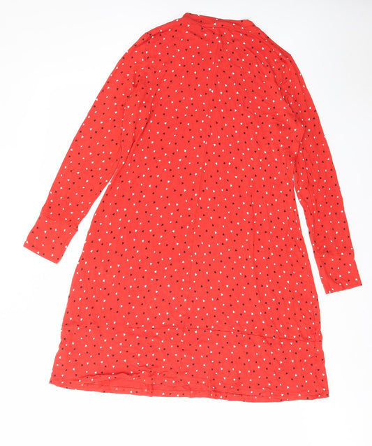 Marks and Spencer Womens Red Geometric Viscose A-Line Size 14 Round Neck Pullover