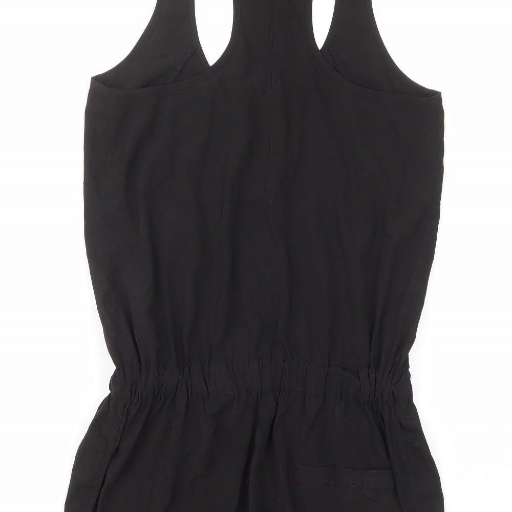 River Island Womens Black Polyester Playsuit One-Piece Size 8 L3 in Zip - Drawstring