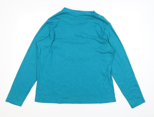 Being Casual Womens Blue Cotton Basic Blouse Size 18 V-Neck - Embroidery