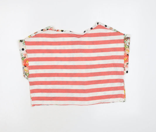 Womens UK Size 12 Red Herring Multicoloured Cropped T-Shirt