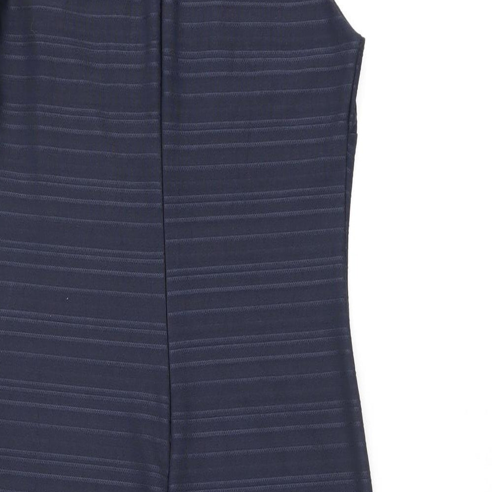 NEXT Womens Blue Polyester Pencil Dress Size 12 Boat Neck Zip