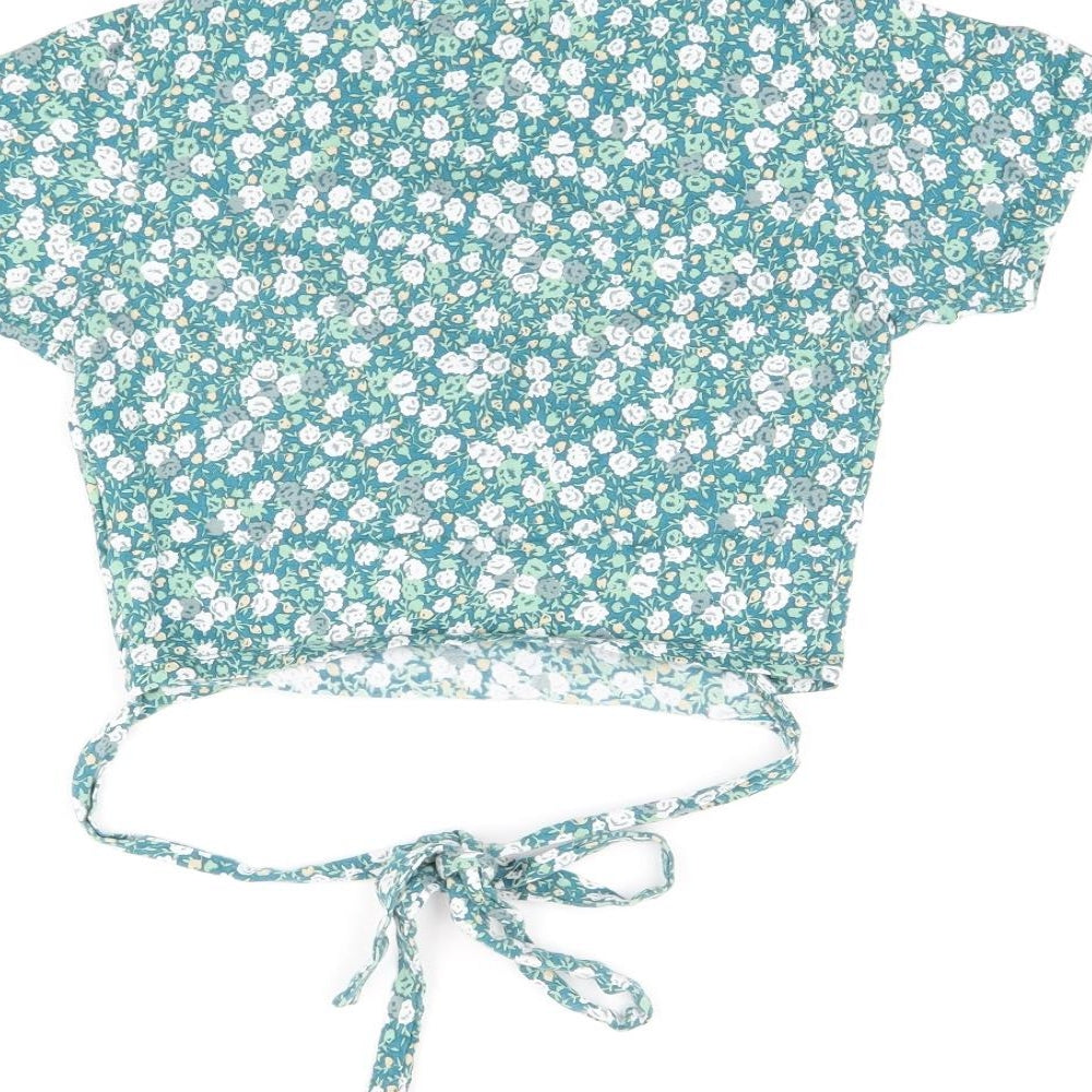 Womens UK Size S Motel Green Cropped T-Shirt