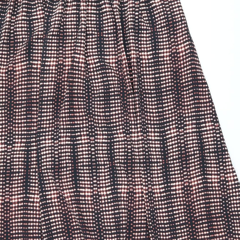 Per Una Womens Black Geometric Polyester Swing Skirt Size 16 Drawstring