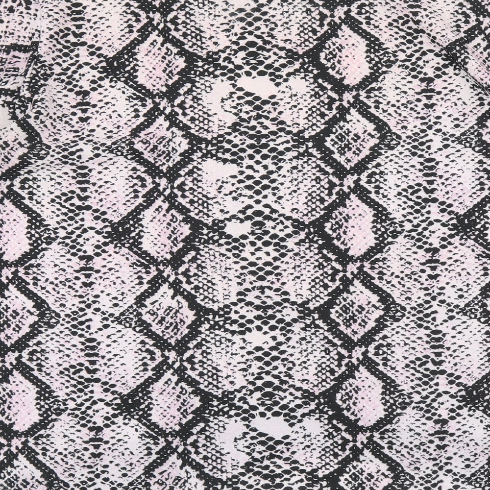 Quiz Womens Pink Animal Print Polyester Basic T-Shirt Size 12 Boat Neck