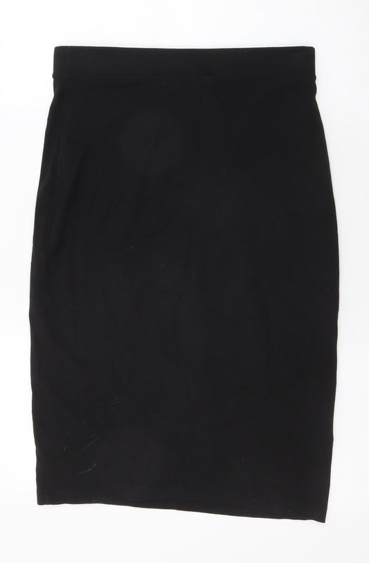 Divided Womens Black Cotton Straight & Pencil Skirt Size L Zip