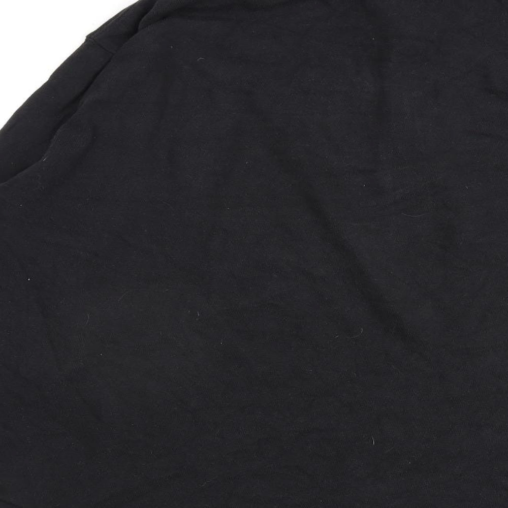 Brand and care label for Iets Frans men’s black striped cotton henley sweatshirt, size S
