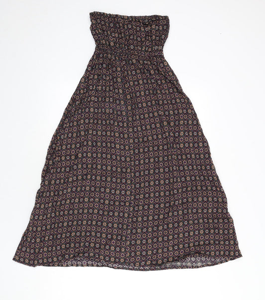 New Look Womens Multicoloured Geometric Viscose A-Line Size 6 Off the Shoulder Pullover - Bandeau Dress