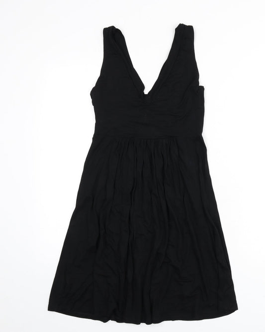 Zara Womens Black Viscose A-Line Size M V-Neck Pullover