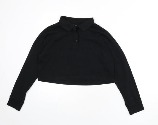 Womens UK Size S Zara Black Cropped Polo