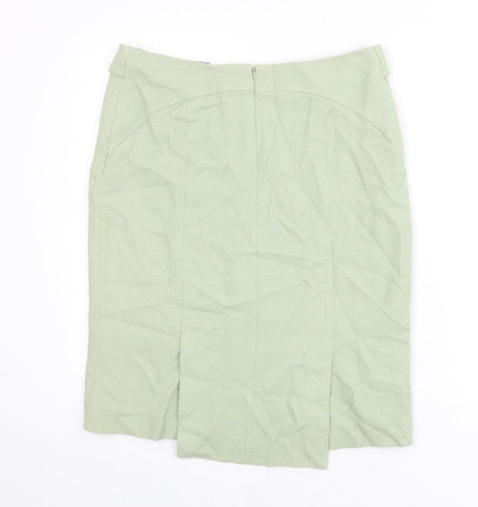 Oasis Womens Green Cotton Straight & Pencil Skirt Size 12 Zip - Back Slits