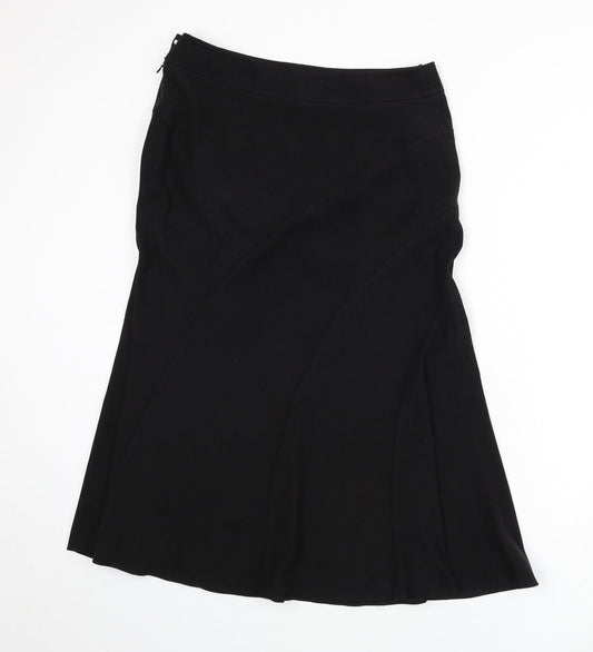 Classics Womens Black Polyester Flare Skirt Size 12 Zip
