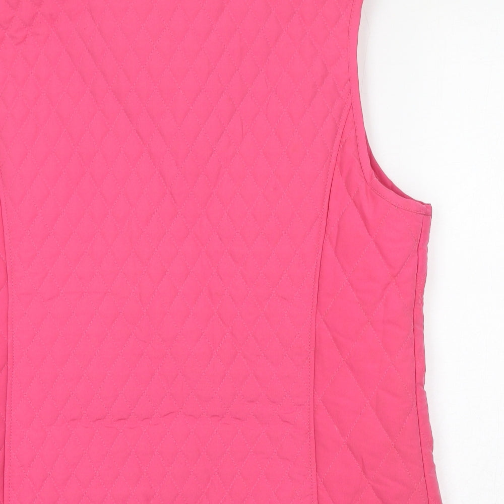 The Cotton Shirt Company Womens Pink Gilet Jacket Size L Zip - Quilted