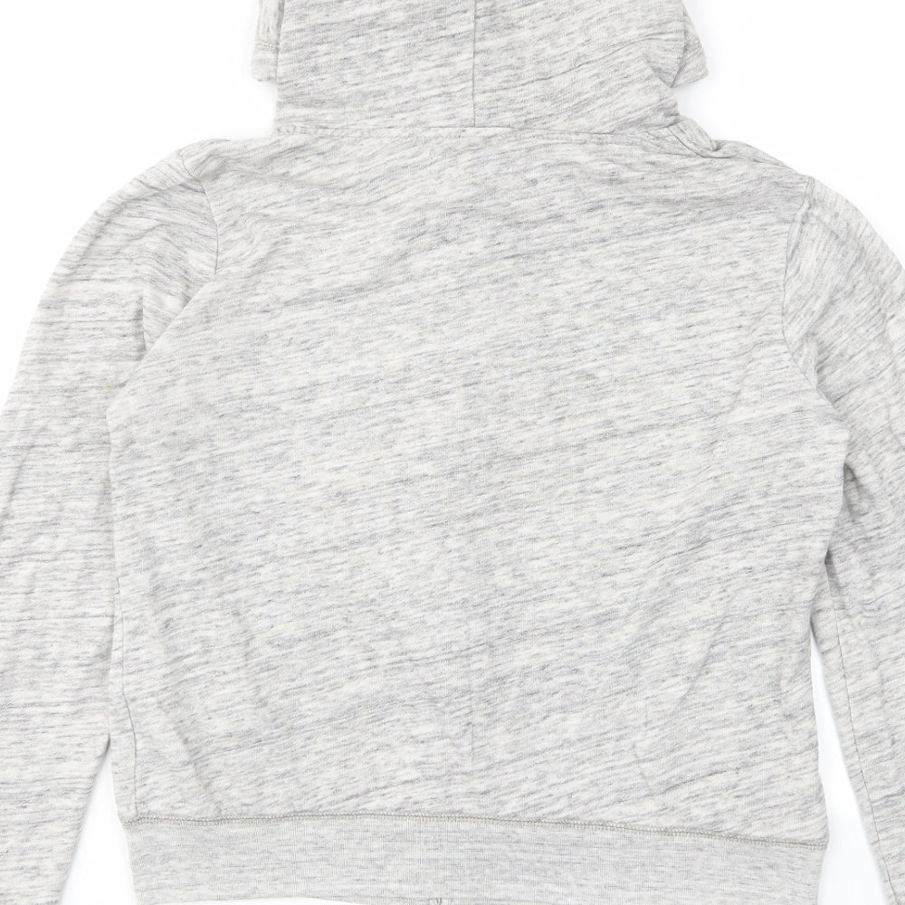 Hollister Womens Grey Cotton Full Zip Hoodie Size M Zip - Pockets, Logo, Embroided