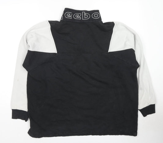 Reebok Womens Black Colourblock Cotton Pullover Sweatshirt Size L Pullover - Logo