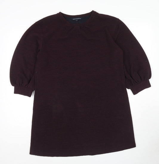 Additional front view of French Connection women’s purple polyester jumper dress, size UK 10, round neck pullover