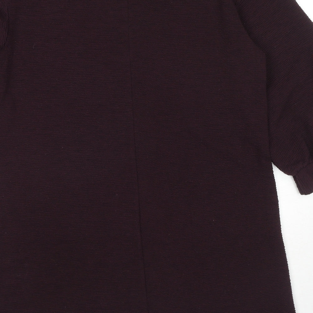 French Connection Womens Purple Polyester Jumper Dress Size 10 Round Neck Pullover