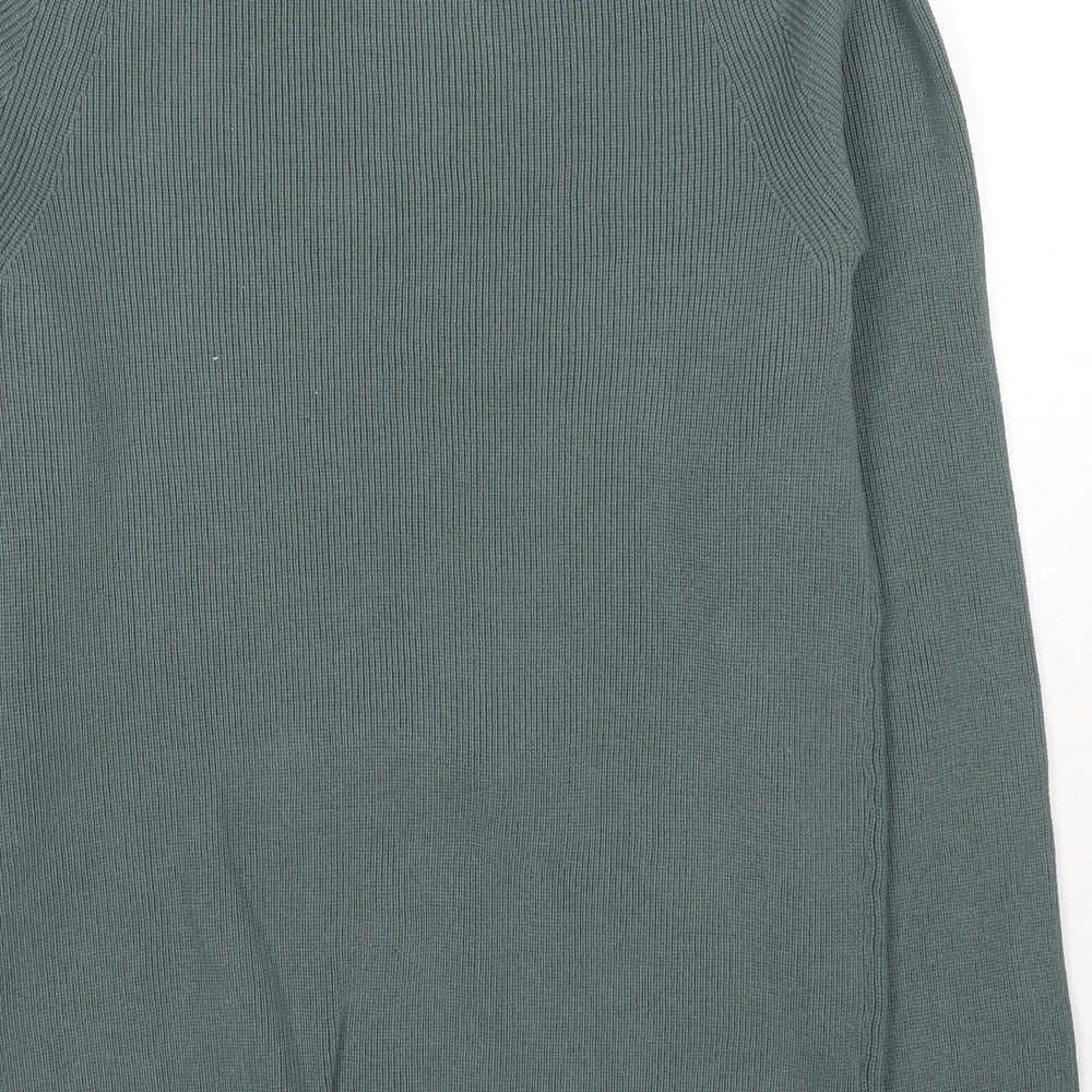 River Island Mens Green Round Neck Cotton Pullover Jumper Size L Long Sleeve