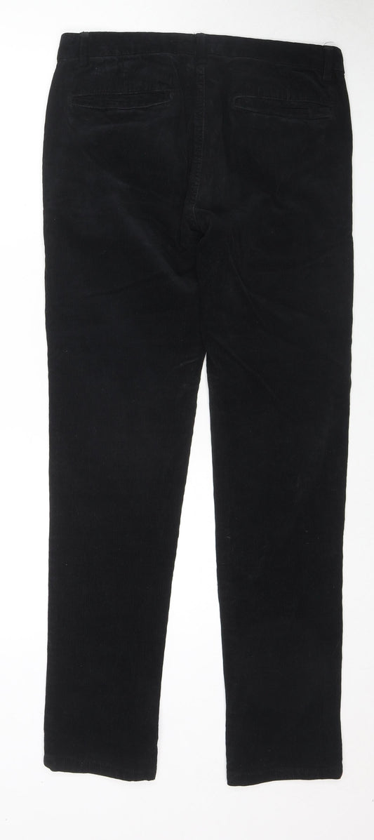 River Island Mens Black Cotton Trousers Size 30 in L34 in Regular Zip