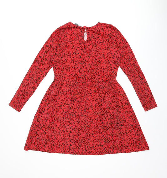 Wednesday's Girl Womens Red Polka Dot Viscose Skater Dress Size S Boat Neck Pullover
