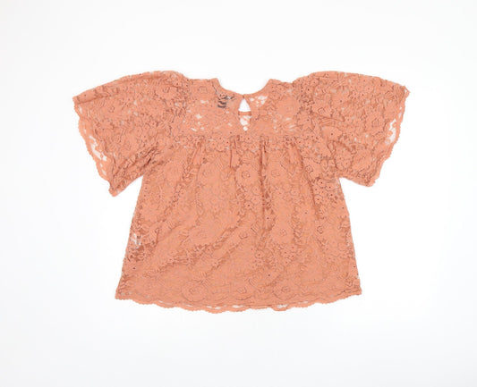 Womens UK Size 10 New Look Pink Basic T-Shirt