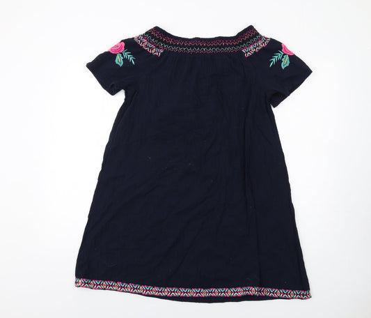 Accessorize Womens Blue Cotton A-Line Size S Off the Shoulder Pullover