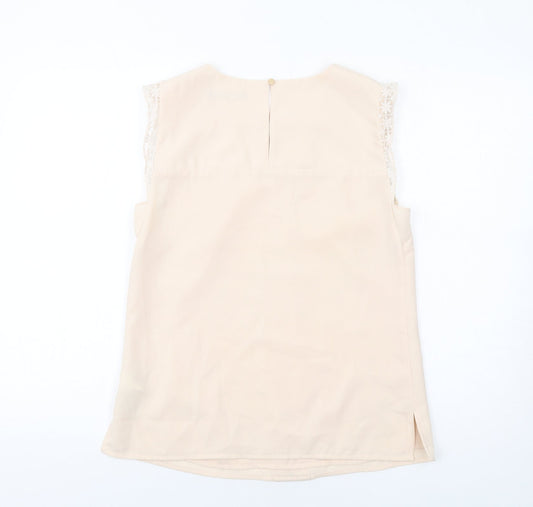 Womens UK Size 10 Oasis Beige Basic Blouse
