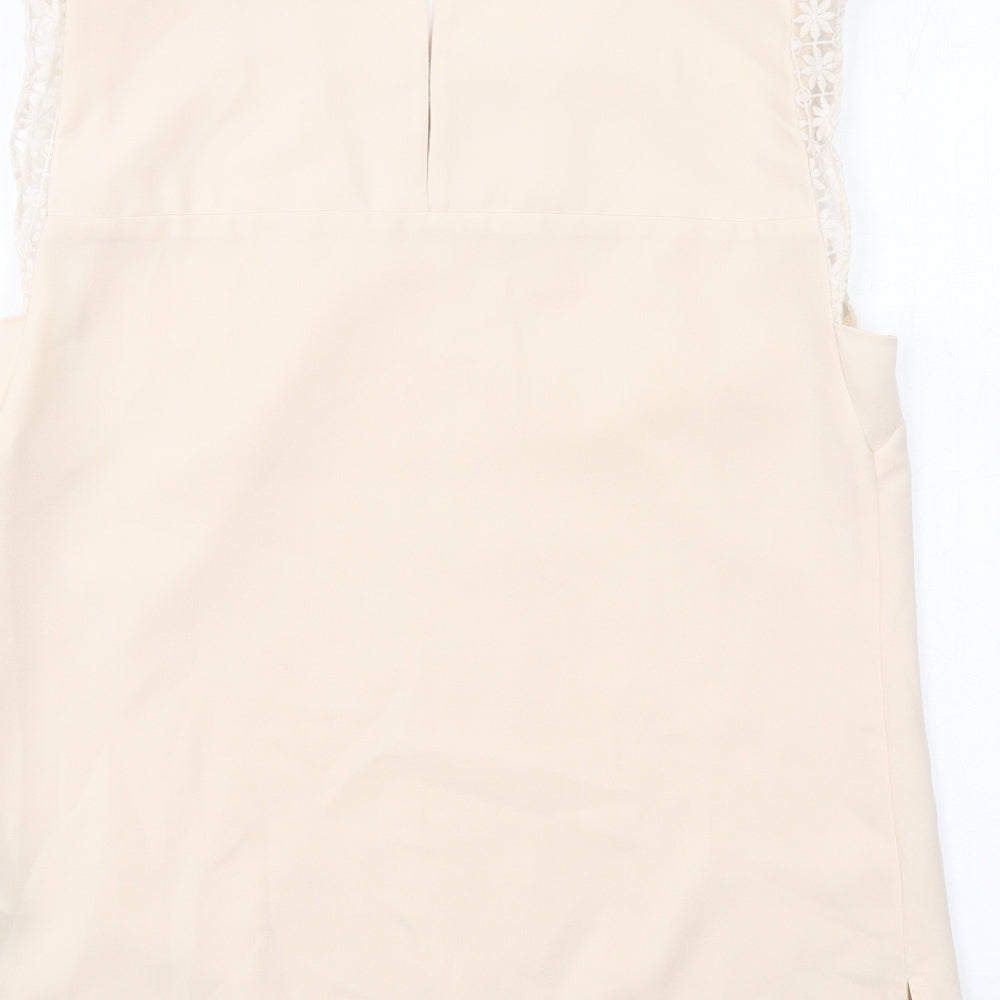 Womens UK Size 10 Oasis Beige Basic Blouse