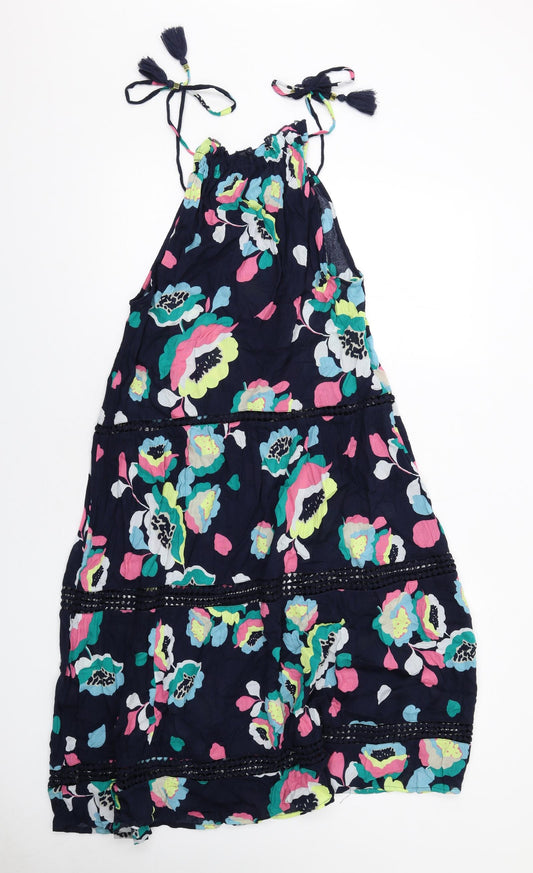 Marks and Spencer Womens Multicoloured Geometric Cotton Ball Gown Size 8 Square Neck Pullover