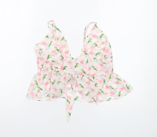 Glamorous Womens White Geometric Polyester Camisole Tank Size S V-Neck