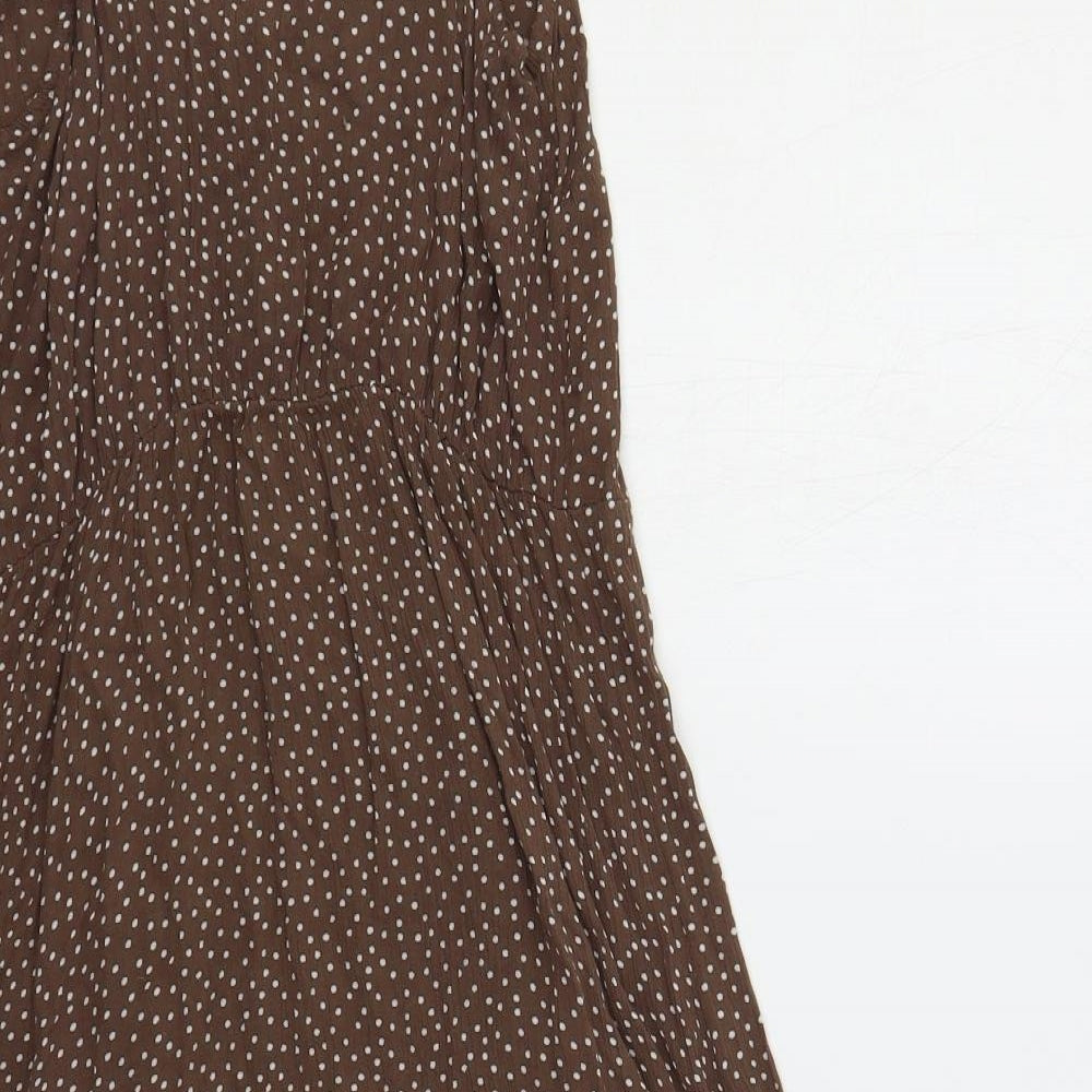 NEXT Womens Brown Polka Dot Viscose Tank Dress Size 6 Scoop Neck Pullover