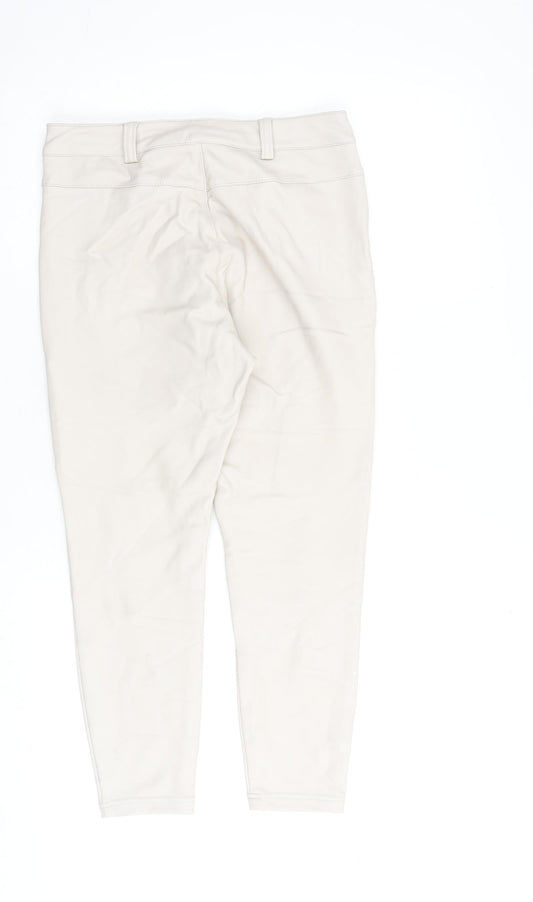 Topshop Womens Beige Polyurethane Trousers Size 10 L24 in Regular Zip