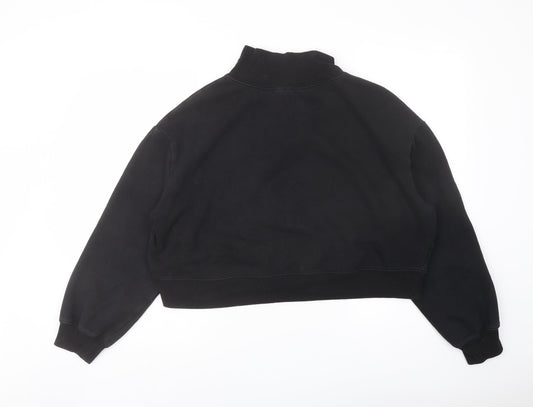 H&M Womens Black Cotton Pullover Sweatshirt Size L Zip