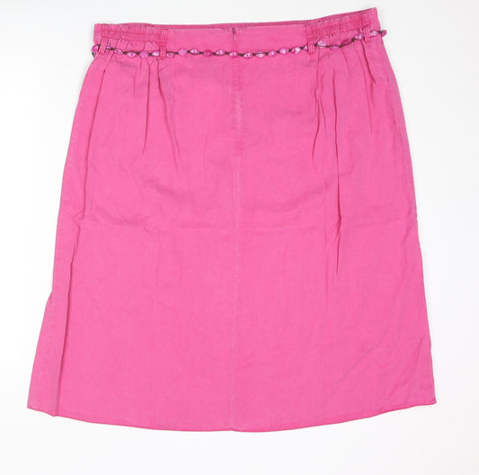 Ann Harvey Womens Pink Lyocell A-Line Skirt Size 22 Zip - Beaded Belt