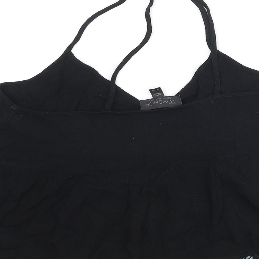 Womens UK Size 8 Topshop Black Cropped Blouse