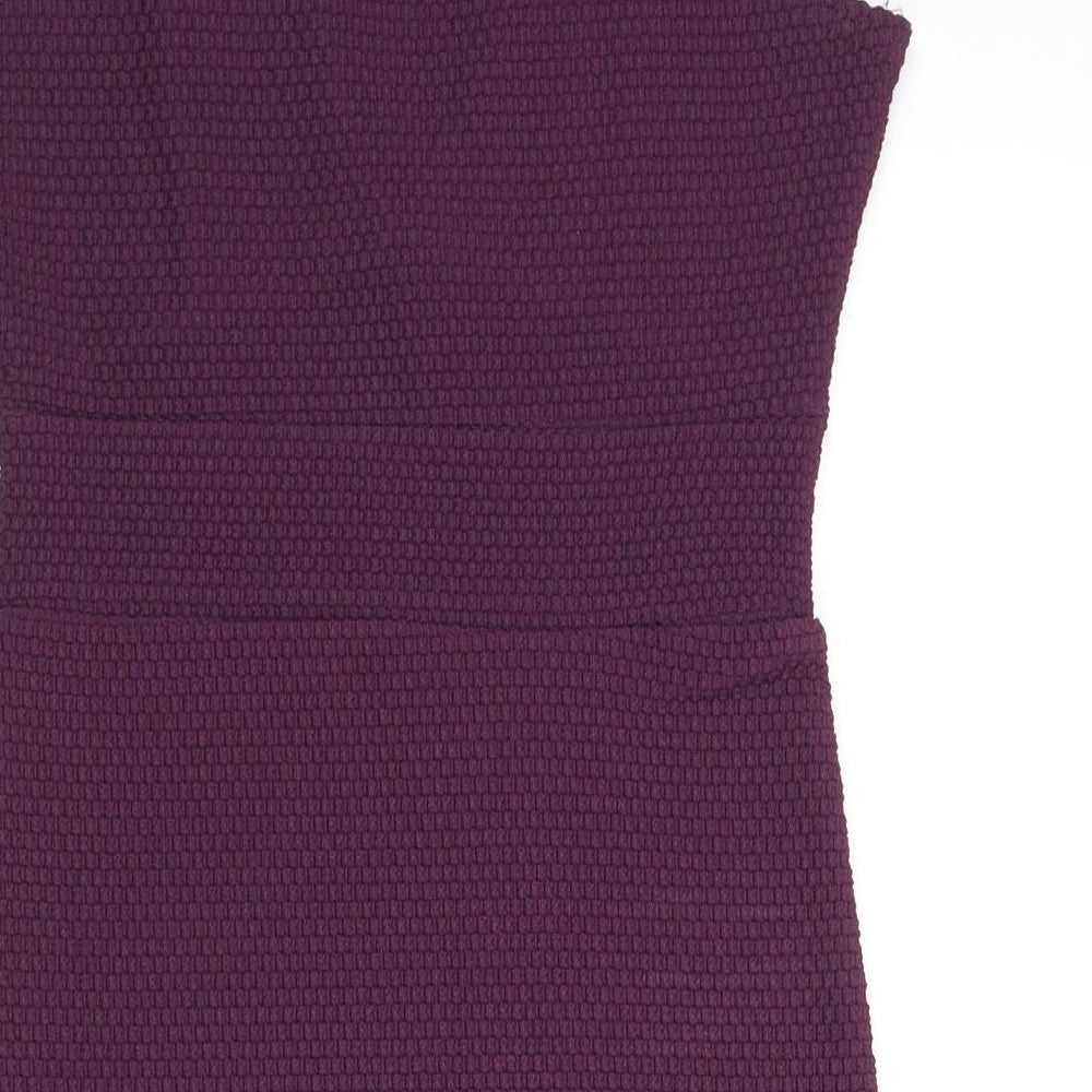Boohoo Womens Purple Polyester Bodycon Size 10 V-Neck Pullover - Textured