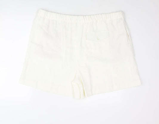 Marks and Spencer Womens Ivory Polyester Basic Shorts Size 24 L5 in Regular Pull On