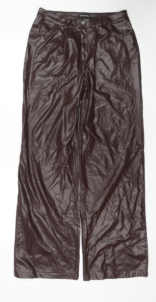 Womens UK Size 14 PRETTYLITTLETHING Regular Fit Brown Trousers