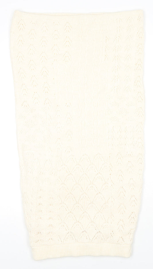 Marks and Spencer Womens Ivory Acrylic A-Line Skirt Size S