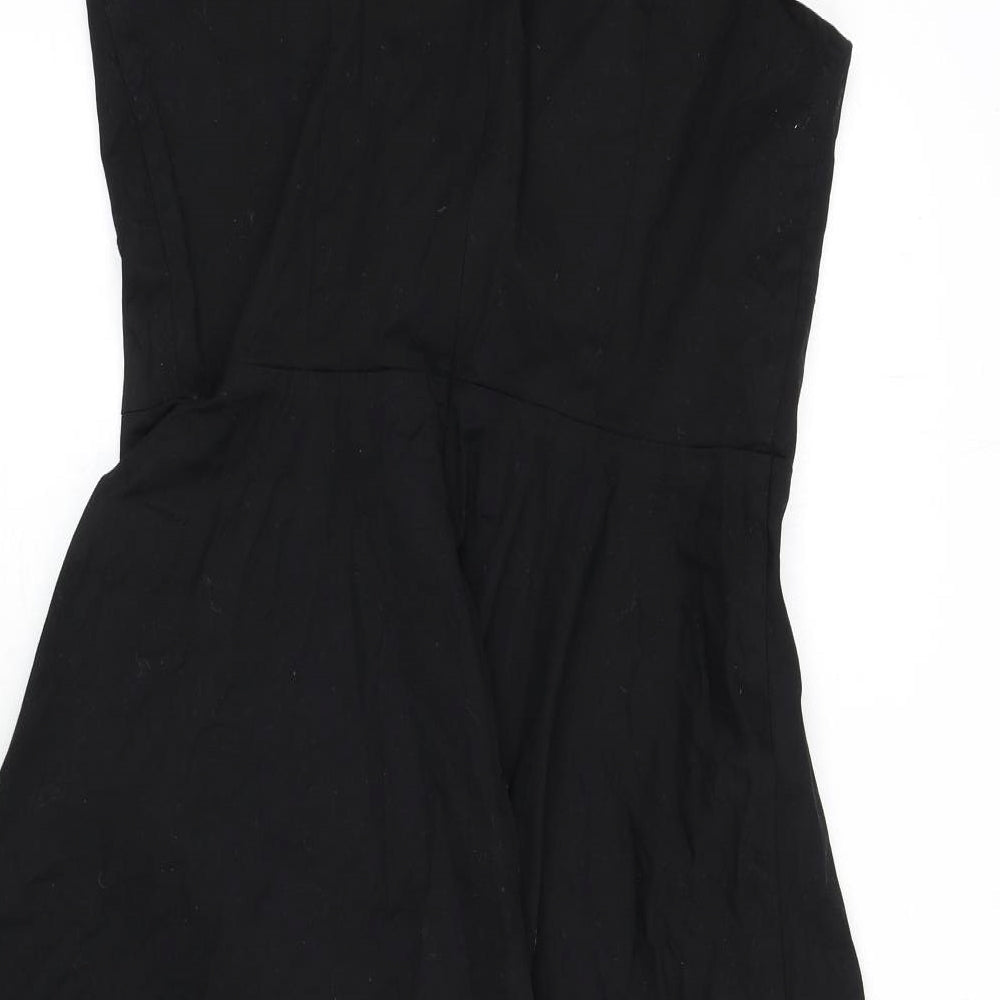 Bbonlinedress Womens Black Cotton Fit & Flare Size XL V-Neck Zip - Vintage