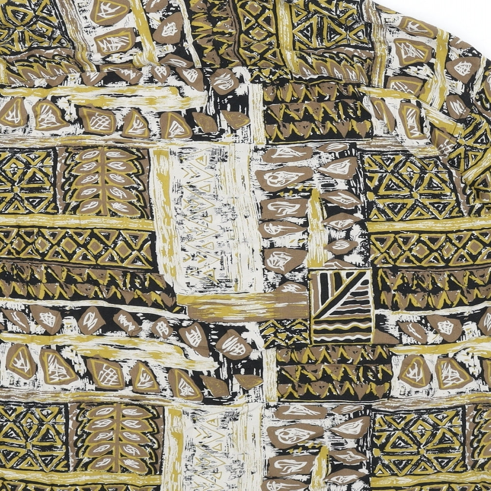 Pull&Bear Mens Multicoloured Geometric Viscose Button-Up Size XS Collared Button