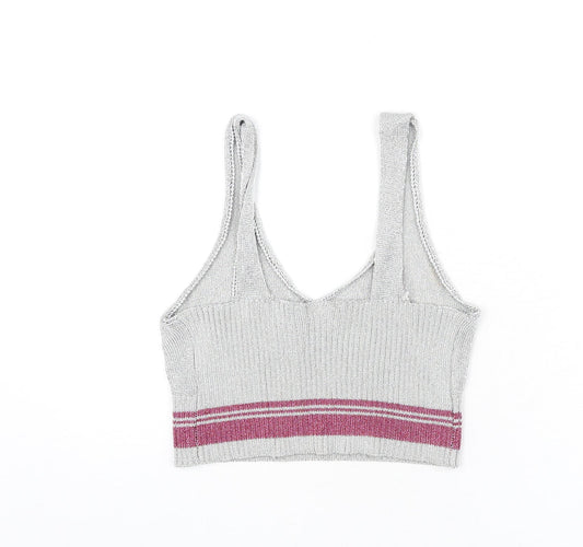 Womens UK Size 14 Topshop Silver Camisole Tank