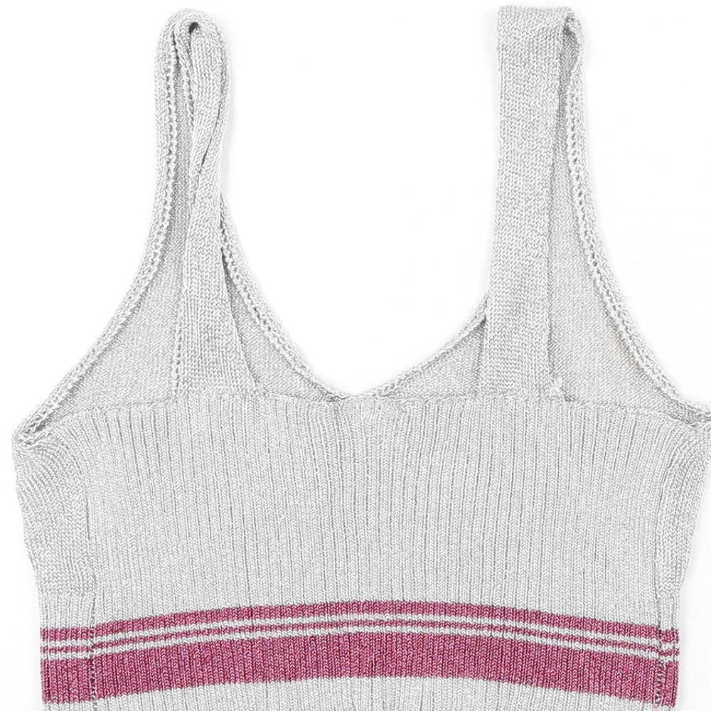 Womens UK Size 14 Topshop Silver Camisole Tank