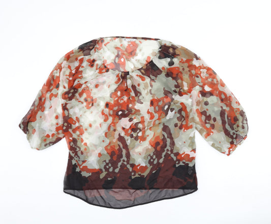 Additional front view of Autograph women’s multicoloured geometric polyester basic blouse, size UK 14, round neck